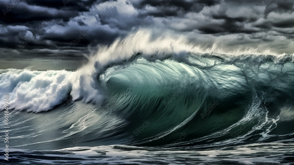 Poster the waves of a cyclone were observed curling over and breaking - generative ai.