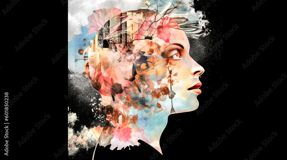 Poster a surreal head abstract art artwork was generated by a generative ai. - generative ai