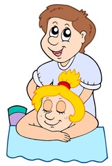Cartoon massage on white background - vector illustration.