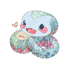 Cute little snake with a kind smiling face and big eyes.