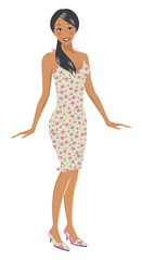 Detaily illustrated fashion girl