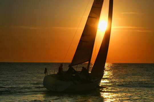 The Gold silhouette. The gold sky. The winner. Beautiful idyllic picture.