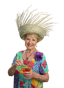 A beautiful senior woman on a tropical vacation.