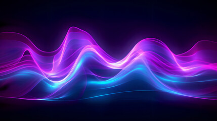 Ethereal Digital Technology Neon Waves of Light, Generative AI