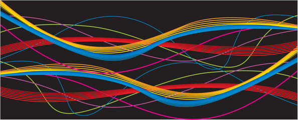 Abstract flow linear fluid wavy shape .Striped linear pattern . Music sound wave . Vector illustration