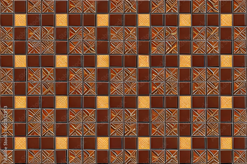 Poster chocolate bar mosaic pattern, a pattern based on the intricate and mesmerizing patterns found in cho
