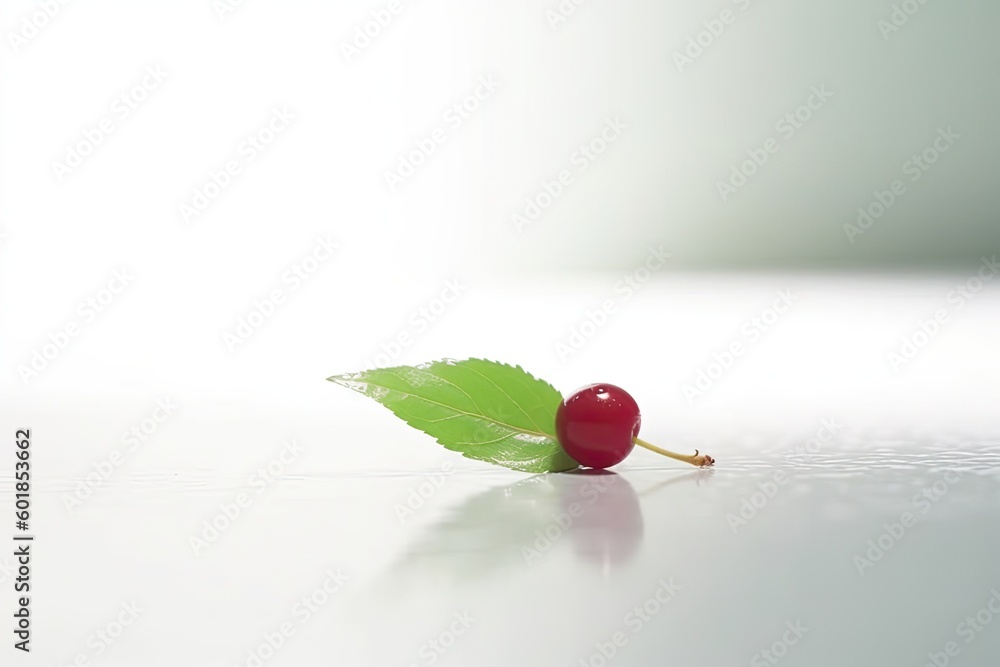 Poster single cherry on a table generative ai