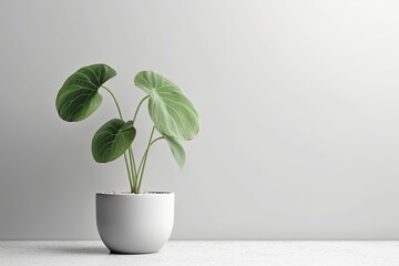 green potted plant adding life to a modern wooden table Generative AI