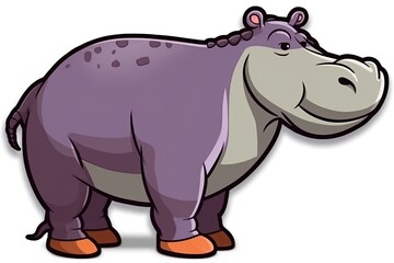 friendly hippopotamus standing in front of a blank white background Generative AI