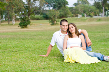 young couple in the garden