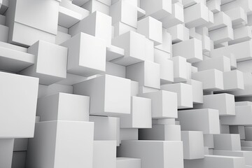 minimalist art exhibition with a wall of white cubes Generative AI