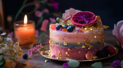 Obraz na płótnie Canvas Beautiful Feminine Cake Bursting with Colors and Flavor