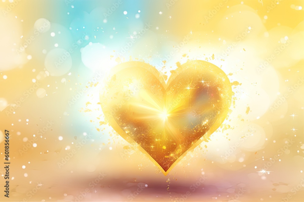 Aufkleber golden heart-shaped object on a blurred background generative ai