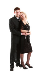 Image of the young couple posing on white
