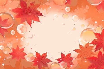 Red Leaves and Bubbles in a Vibrant Background Generative AI