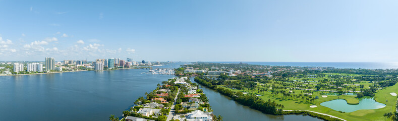 Fototapeta premium Aerial image luxury mansion real estate Everglades Island Palm Beach FL USA