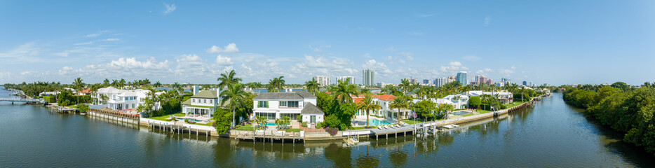 Fototapeta na wymiar Aerial image luxury mansion real estate Everglades Island Palm Beach FL USA