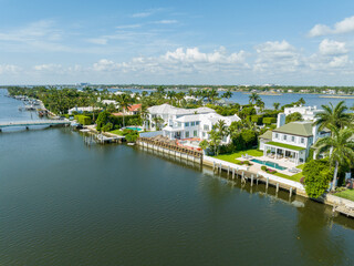 Aerial image luxury mansion real estate Everglades Island Palm Beach FL USA