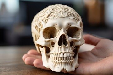Futuristic 3D Printed Skull Concept, Generative AI