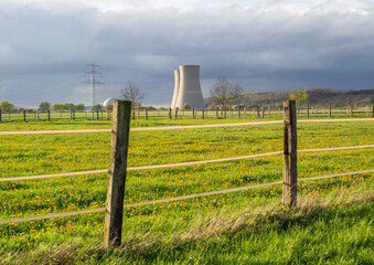 Green landscape and nuclear power plant ...