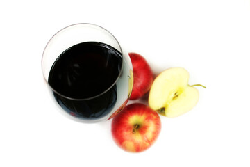 red wine in a glass with red apples