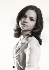 Portrait of a young girl in studio