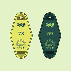 Retro Circle Hotel Room Keychain Vector