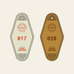 Retro Sunrise Hotel Logo Keychain Vector