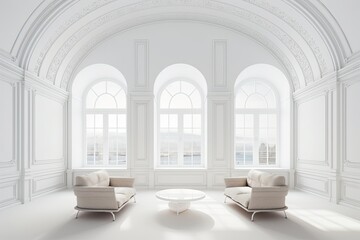 minimalistic white room with furniture Generative AI
