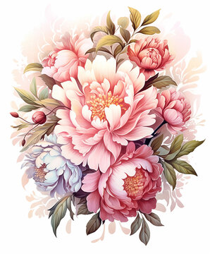 pink peonies bouquet floral arrangement clip art preview