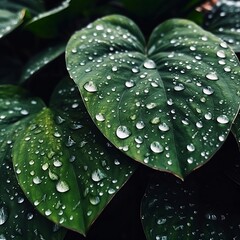 Nature's Jewels: Glistening Raindrops on Leaves