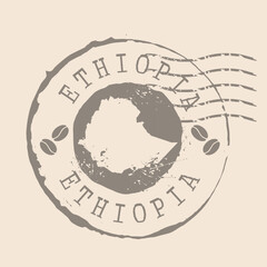 Stamp Postal of Ethiopia. Map Silhouette rubber Seal.  Design Retro Travel. Seal  Map of Ethiopia grunge  for your design.  EPS10