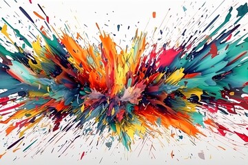 Obraz na płótnie Canvas Colorful ink paint explosion on white background.