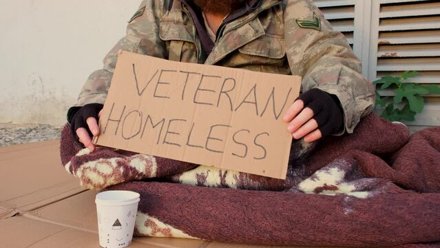 veteran homeless in street