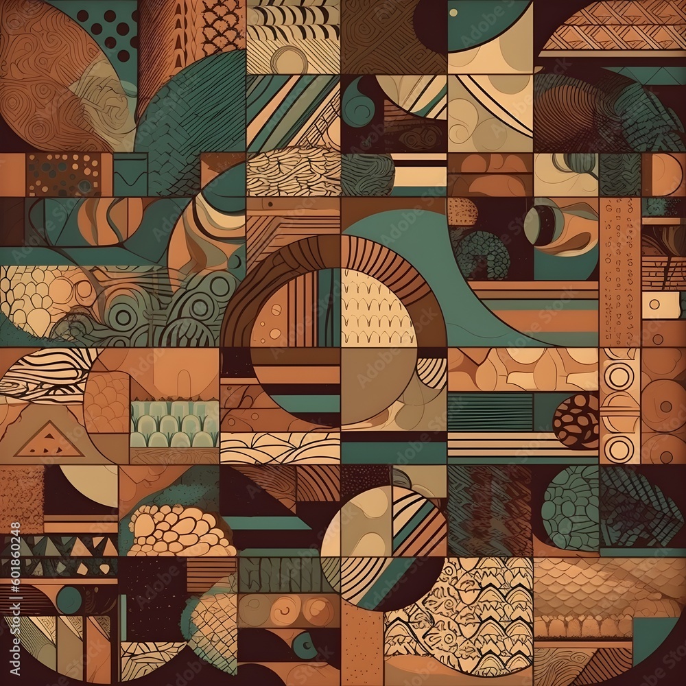 Poster abstract contemporary mosaic retro color trendy colorful texture geometric shape and pattern. artist