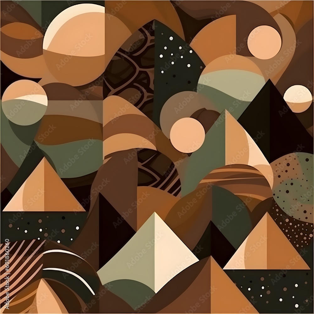 Fototapete Abstract contemporary mosaic retro color trendy colorful texture geometric shape and pattern. Artistic digital art element design material. Generative AI technology.