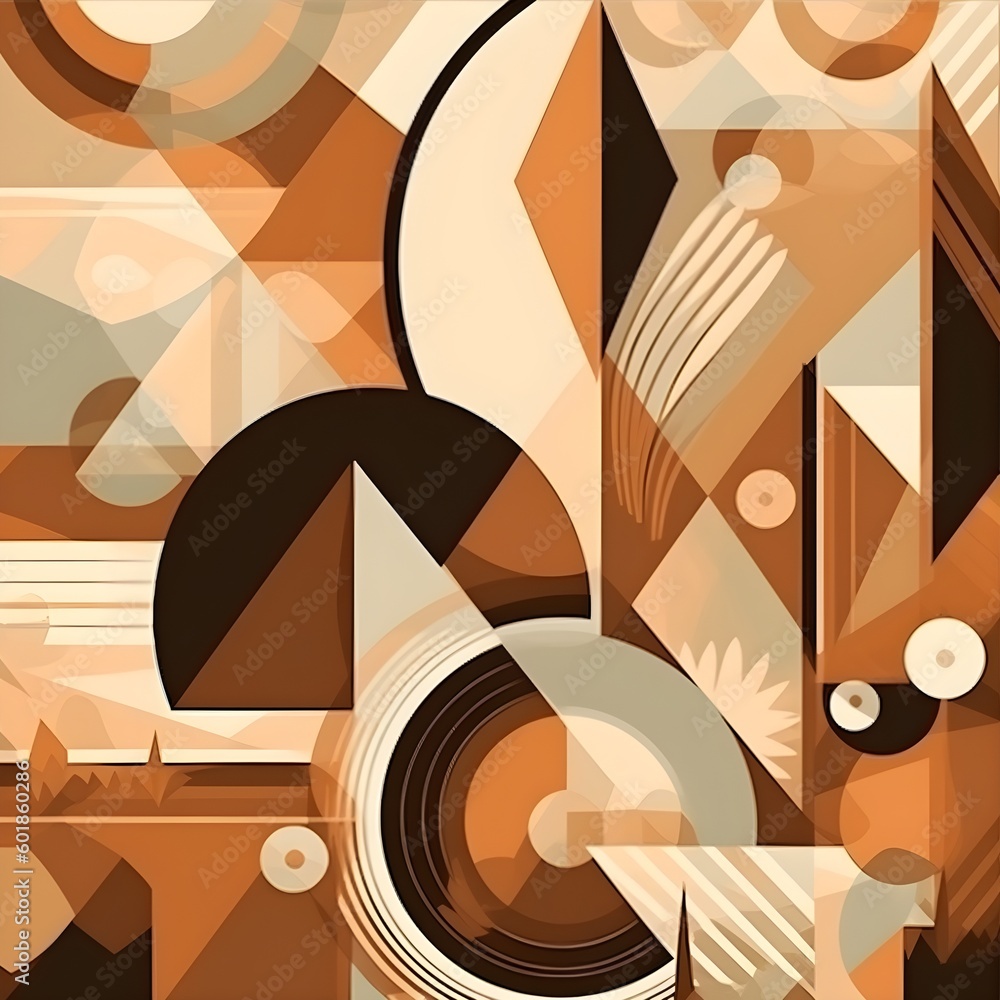 Fototapete Abstract contemporary mosaic retro color trendy colorful texture geometric shape and pattern. Artistic digital art element design material. Generative AI technology.