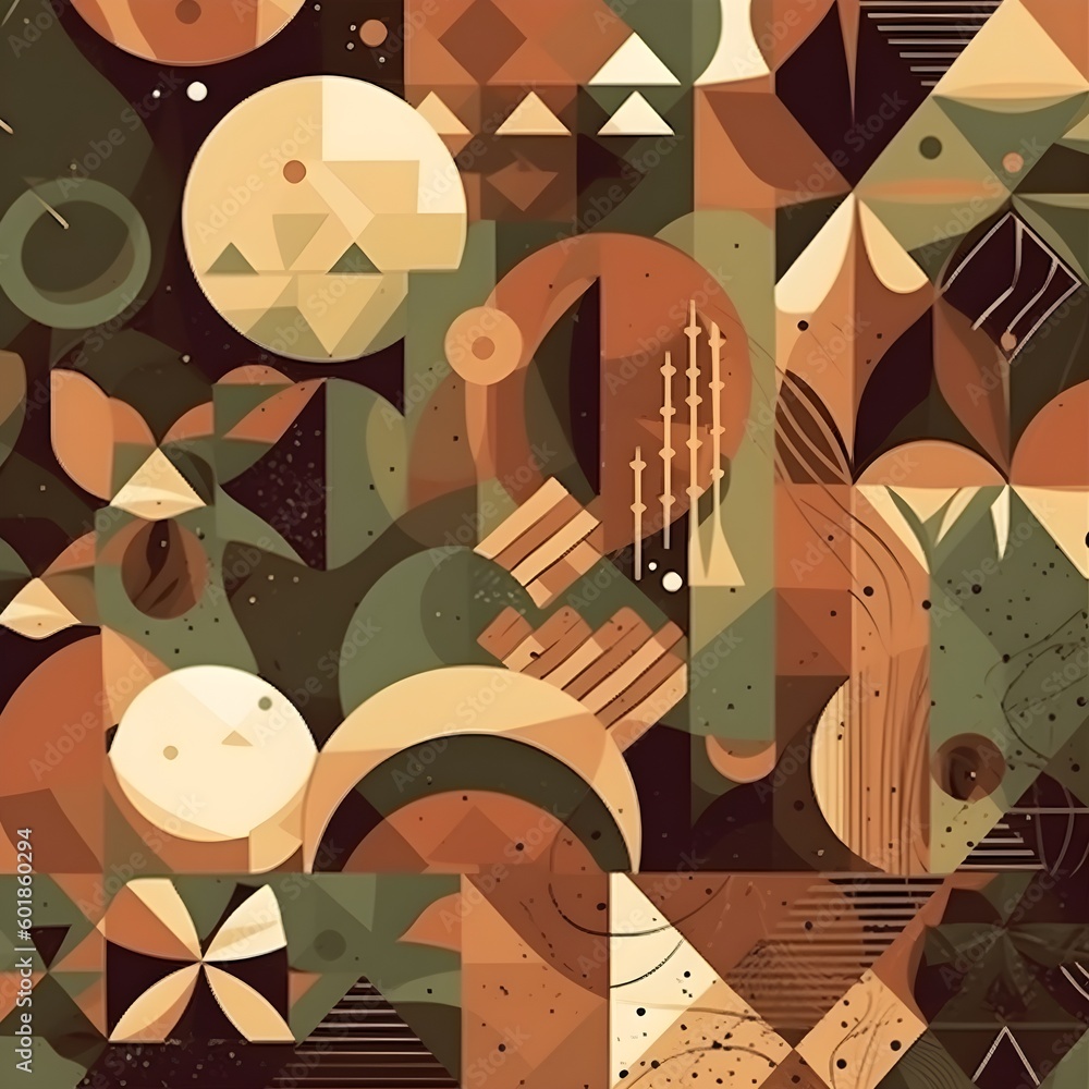 Fototapete Abstract contemporary mosaic retro color trendy colorful texture geometric shape and pattern. Artistic digital art element design material. Generative AI technology.