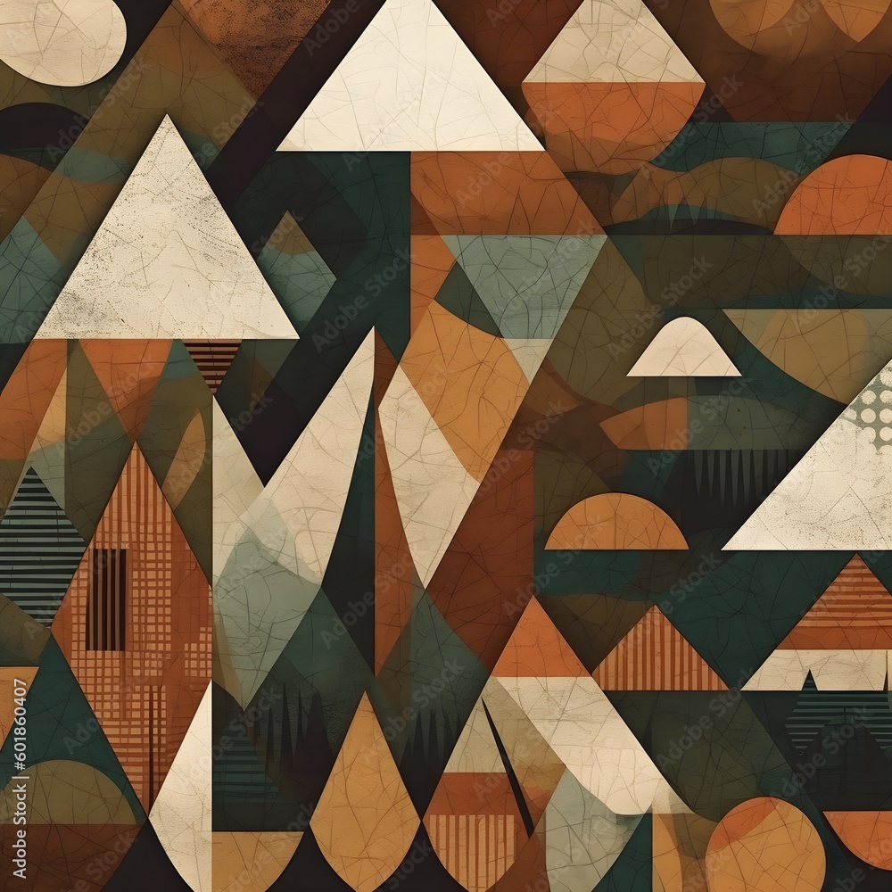 Fototapete Abstract contemporary mosaic retro color trendy colorful texture geometric shape and pattern. Artistic digital art element design material. Generative AI technology.