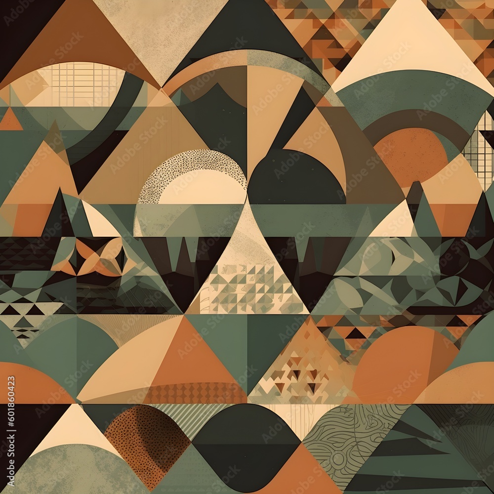 Poster abstract contemporary mosaic retro color trendy colorful texture geometric shape and pattern. artist