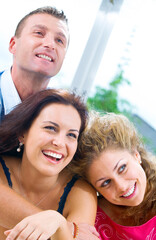 Portrait of young  happy attractive people having good time