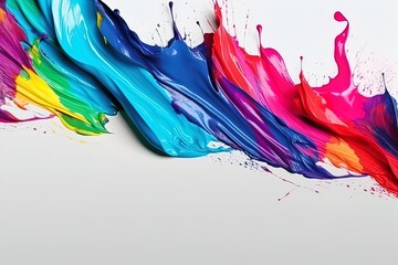 Colorful Liquid paint ink curved motion flow on isolated white background. Vivid color Fluid dynamic paint wave.