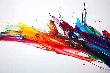 Colorful Liquid paint ink curved motion flow on isolated white background. Vivid color Fluid dynamic paint wave.