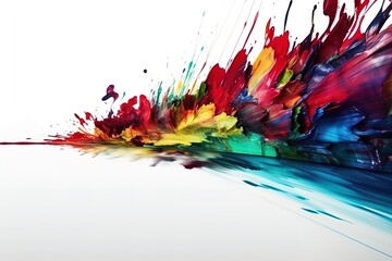 Obrazy na Plexi  Colorful Liquid paint ink curved motion flow on isolated white background. Vivid color Fluid dynamic paint wave.