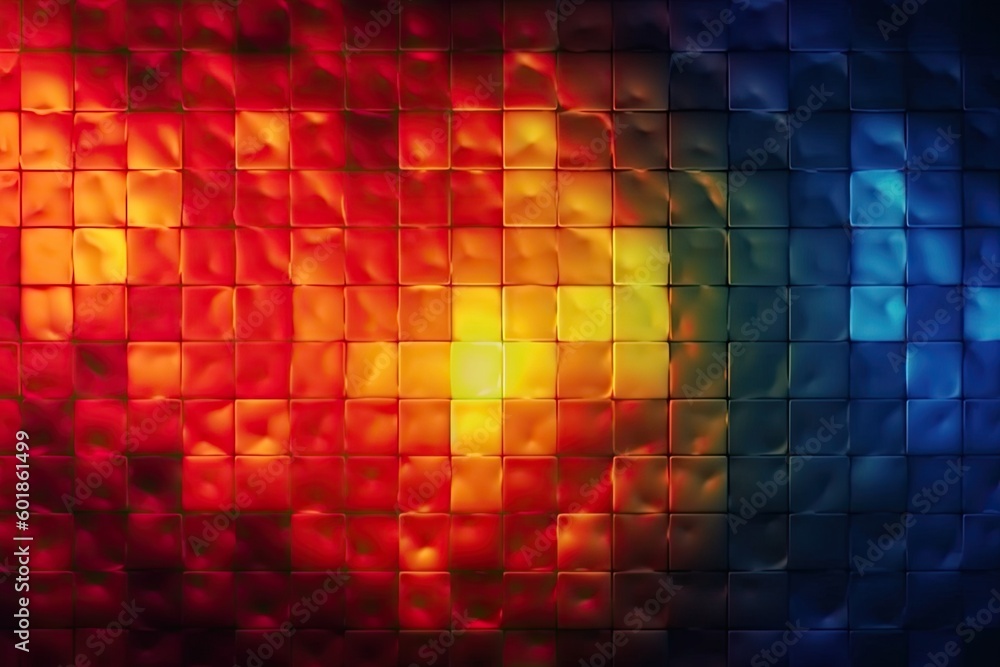 Poster vibrant multicolored background composed of various squares generative ai