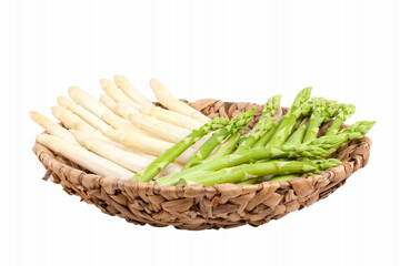asparagus in bowl isolated on white background