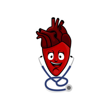 character doctor heart mascot sybol cute happy 