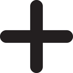 add, Plus flat black icon on white background, vector illustration