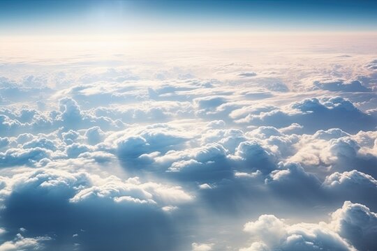 the sky and clouds as seen from inside an airplane during flight Generative AI