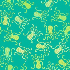 Fototapeta premium Summer animals seamless octopus pattern for wrapping paper and kids clothes print and fabrics and linens